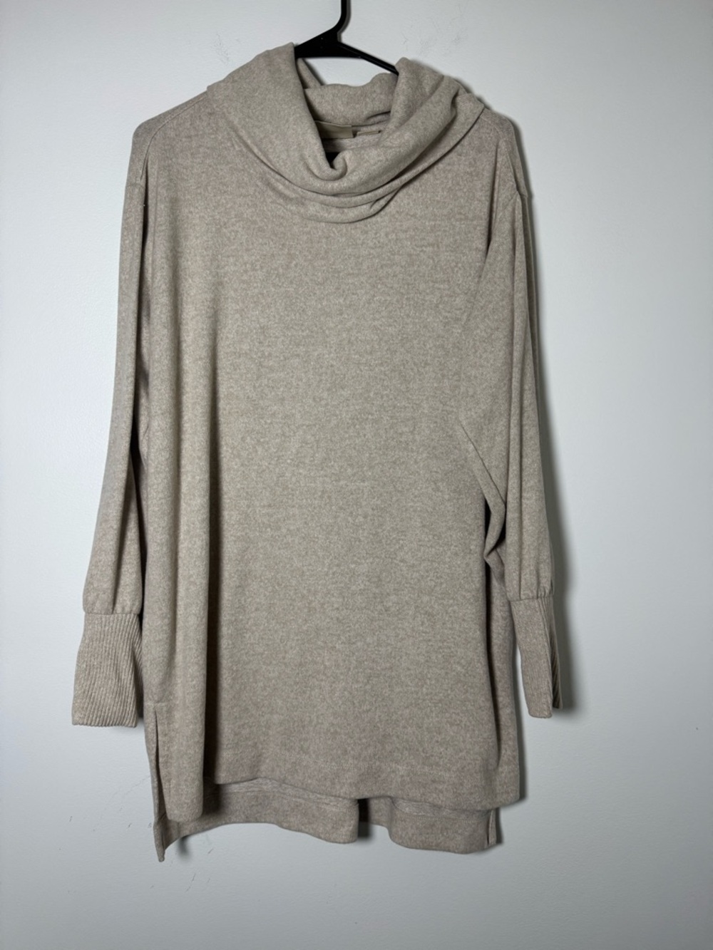 Maeve Anthropologie Cowl Neck Tunic Sweater Beige Soft Knit Medium